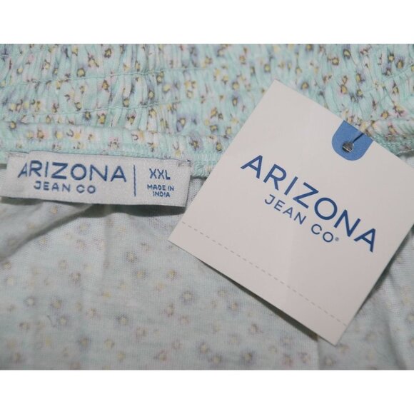 NWT Arizona Ladies Green Floral Crop Blouse Size XXL Smocked Cottage Milk Made - Picture 8 of 11